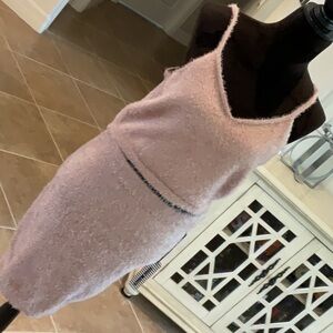 Haute monde fuzzy camisole and skirt set, tan, size XL